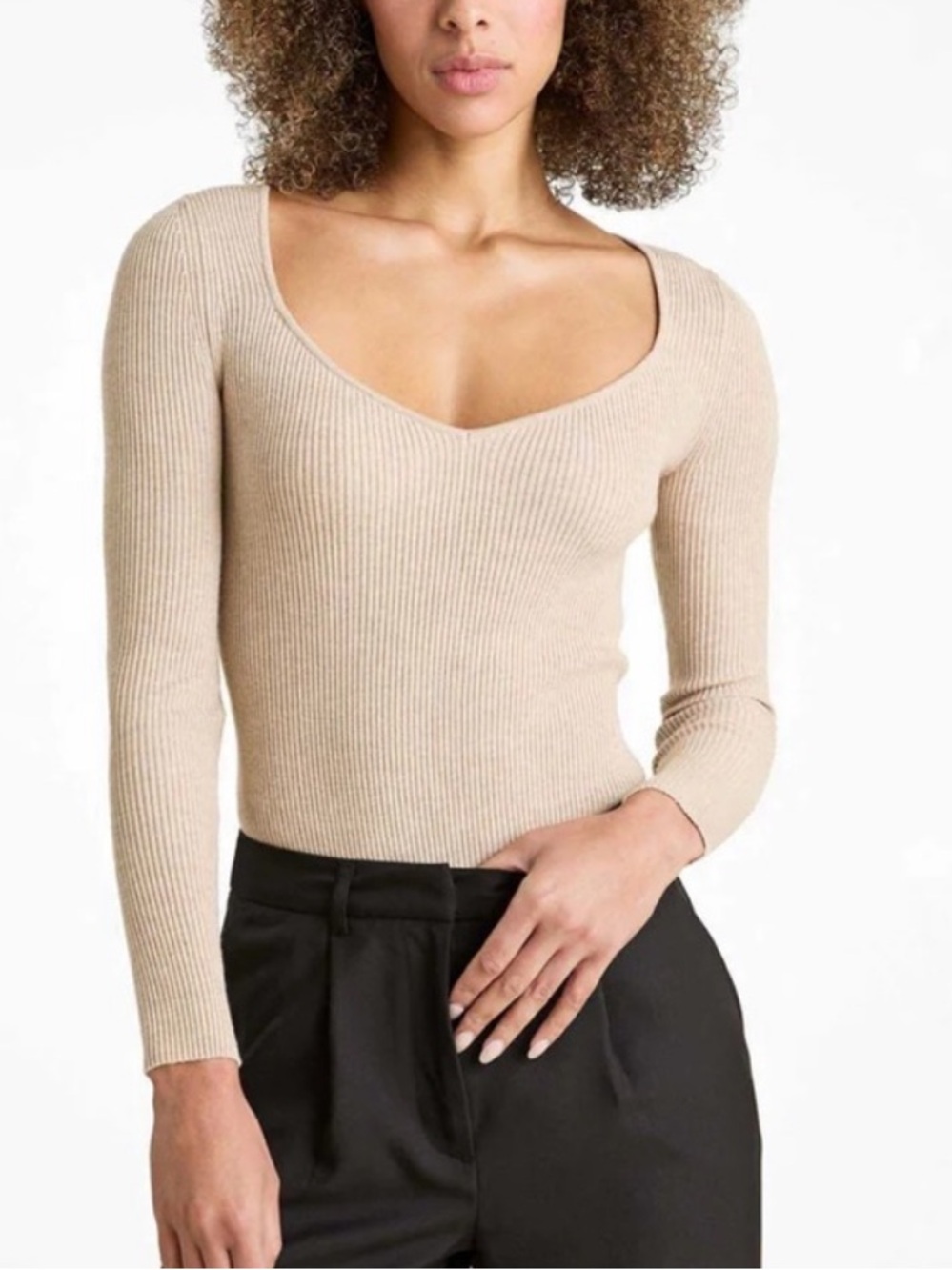 Nuuds Sweetheart Neckline Cream bodysuit Size Medium